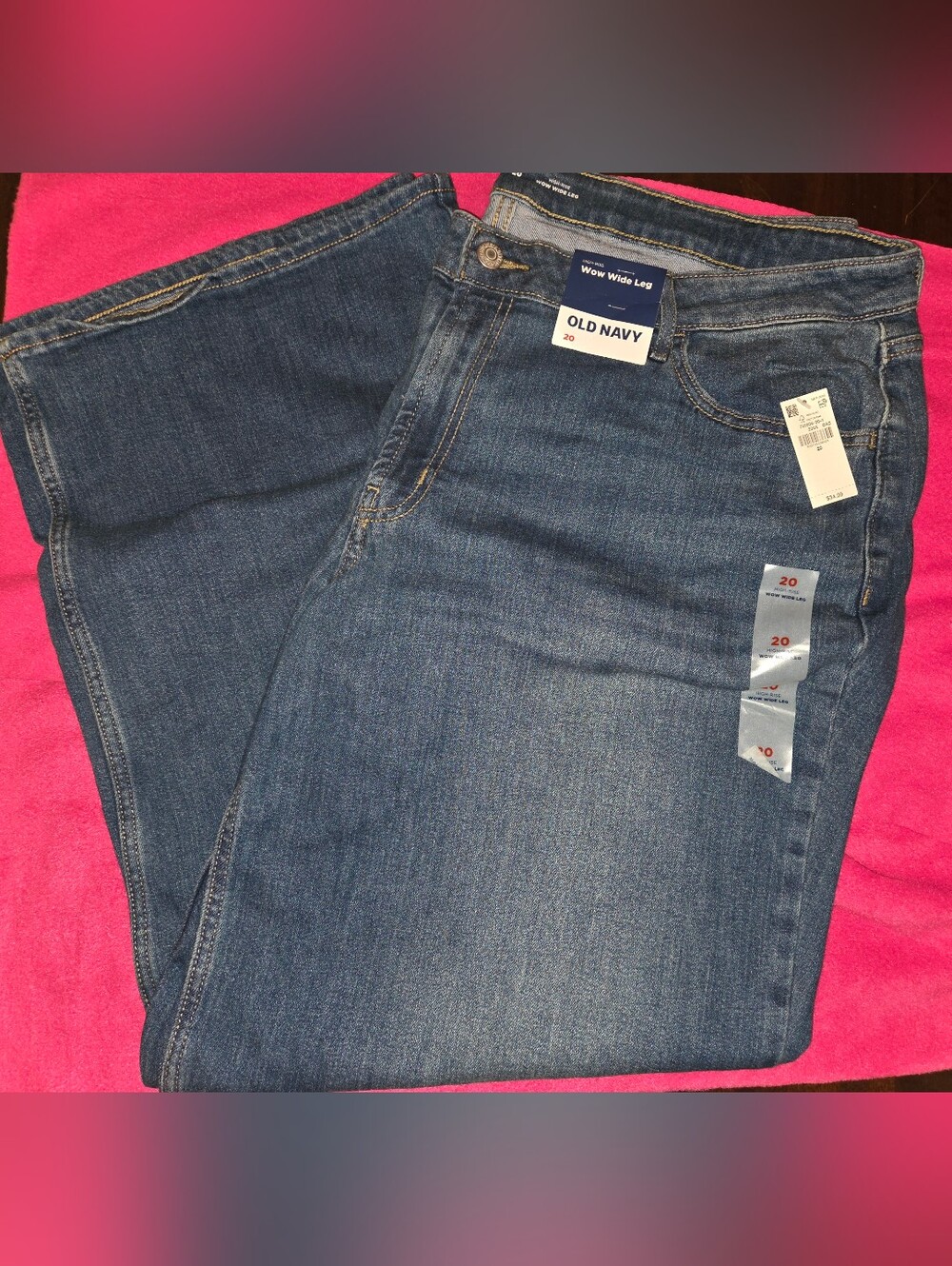 Old Navy Women's High Rise WOW Wide Leg Jeans - Dark Blue Wash, Size 20